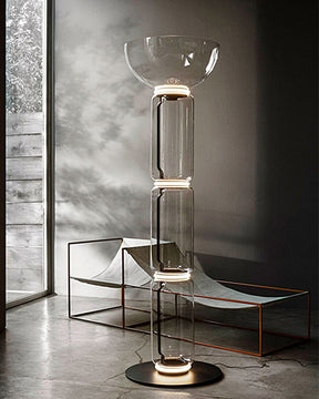 WOMO Glass Column Torchiere Floor Lamp-WM7018