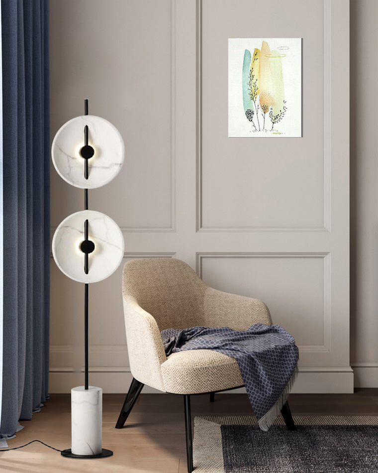 WOMO 2-bulb Marble Floor Lamp-WM7032