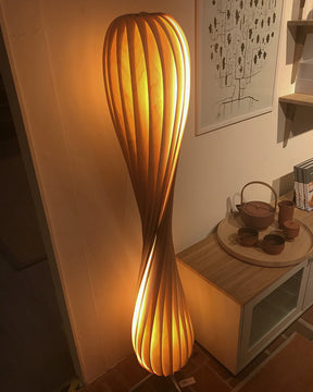 WOMO Twisted Tower Wood Floor Lamp-WM7044