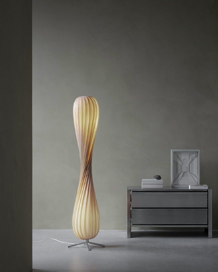 WOMO Twisted Tower Wood Floor Lamp-WM7044