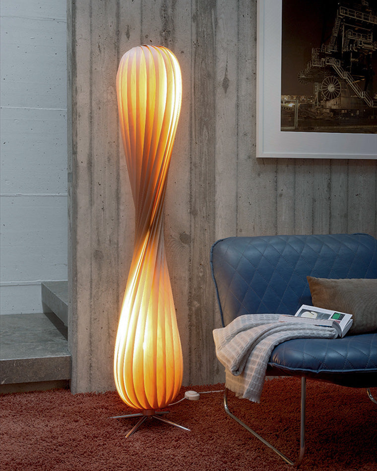 WOMO Twisted Tower Wood Floor Lamp-WM7044