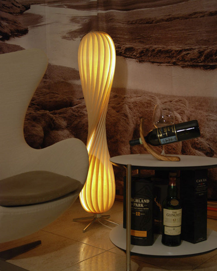 WOMO Twisted Tower Wood Floor Lamp-WM7044