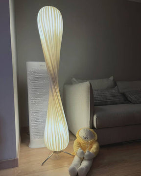 WOMO Twisted Tower Wood Floor Lamp-WM7044