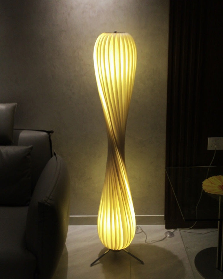 WOMO Twisted Tower Wood Floor Lamp-WM7044