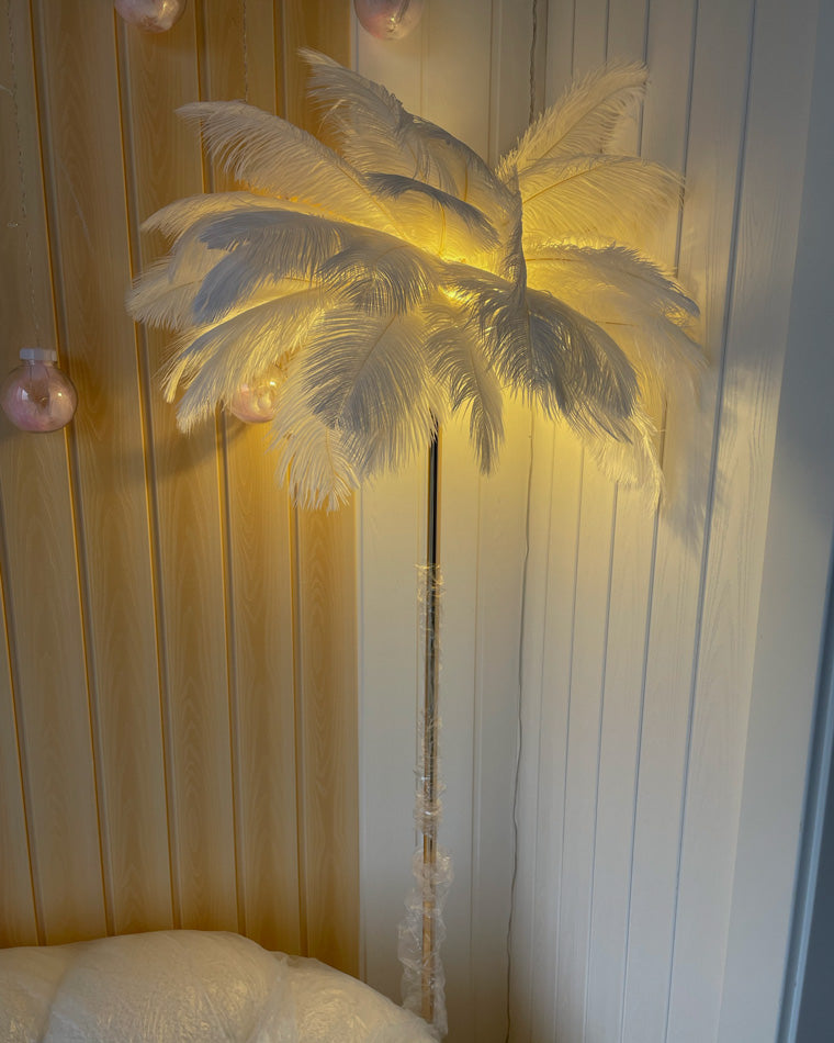 WOMO Feather Palm Tree Floor Lamp with Tray-WM7052