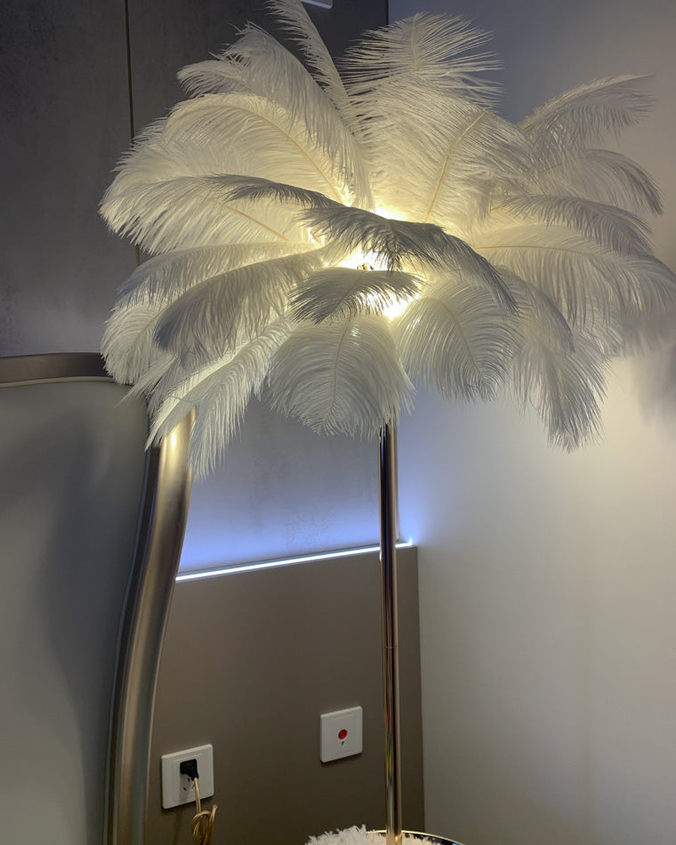 WOMO Feather Palm Tree Floor Lamp with Tray-WM7052