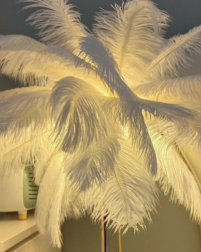 WOMO Feather Palm Tree Floor Lamp with Tray-WM7052