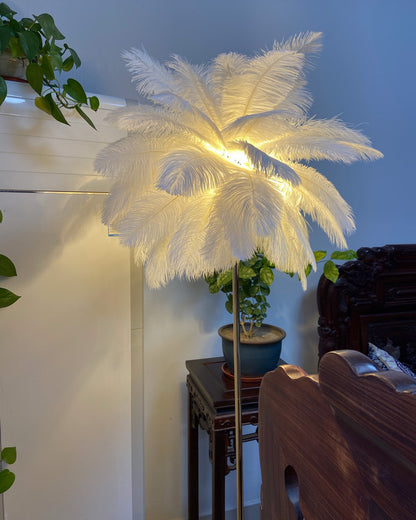 WOMO Feather Palm Tree Floor Lamp with Tray-WM7052