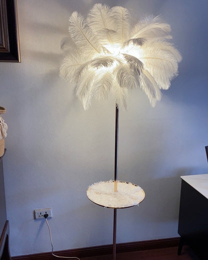 WOMO Feather Palm Tree Floor Lamp with Tray-WM7052