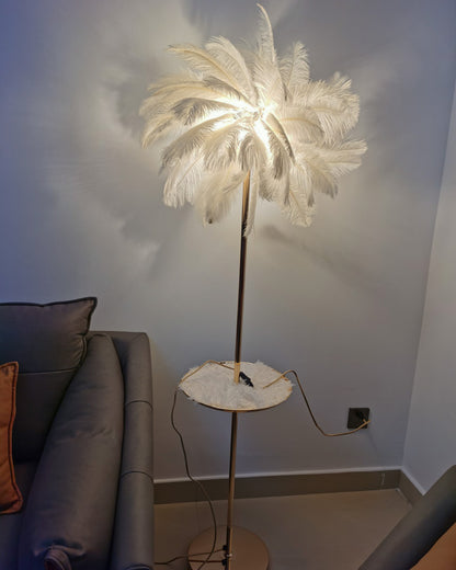 WOMO Feather Palm Tree Floor Lamp with Tray-WM7052