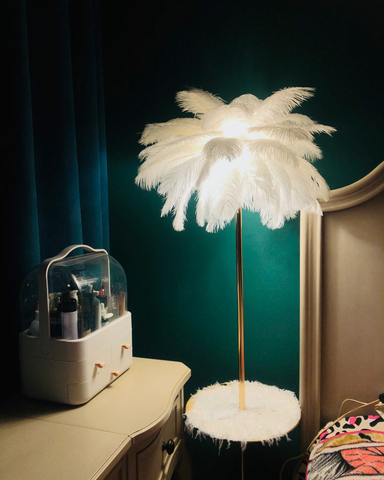 WOMO Feather Palm Tree Floor Lamp with Tray-WM7052