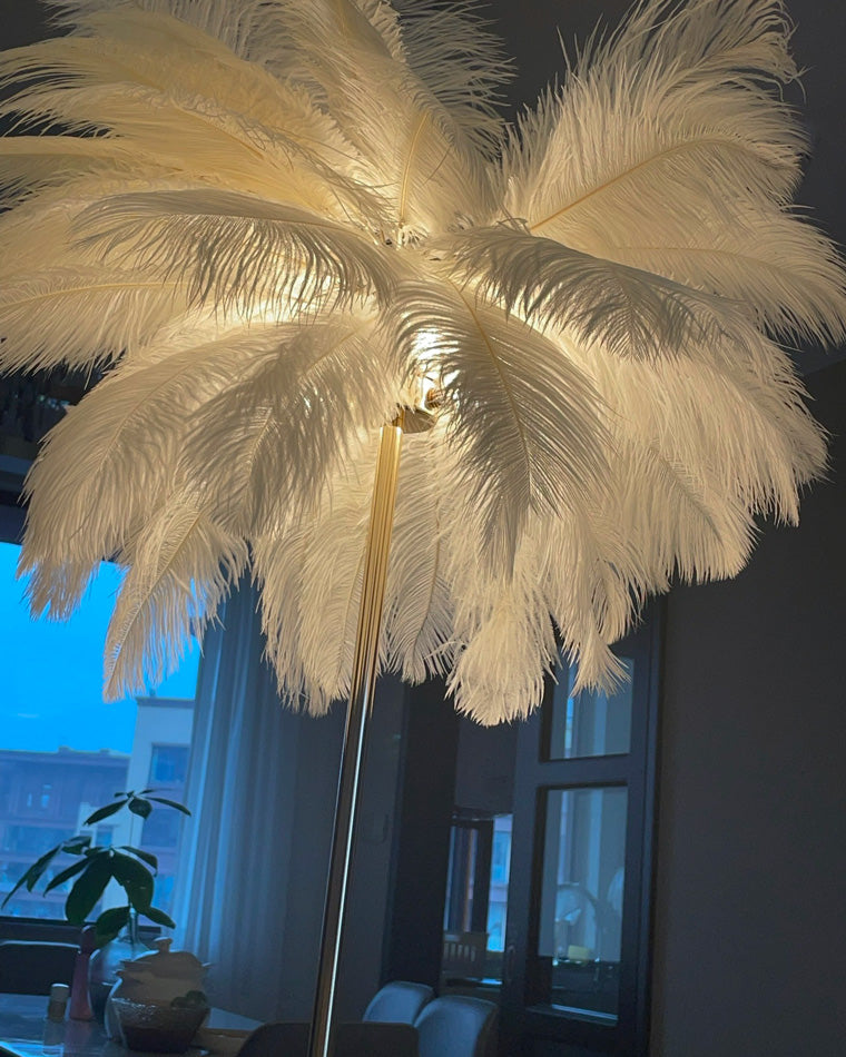 WOMO Feather Palm Tree Floor Lamp with Tray-WM7052