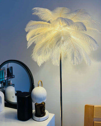 WOMO Feather Palm Tree Floor Lamp with Tray-WM7052