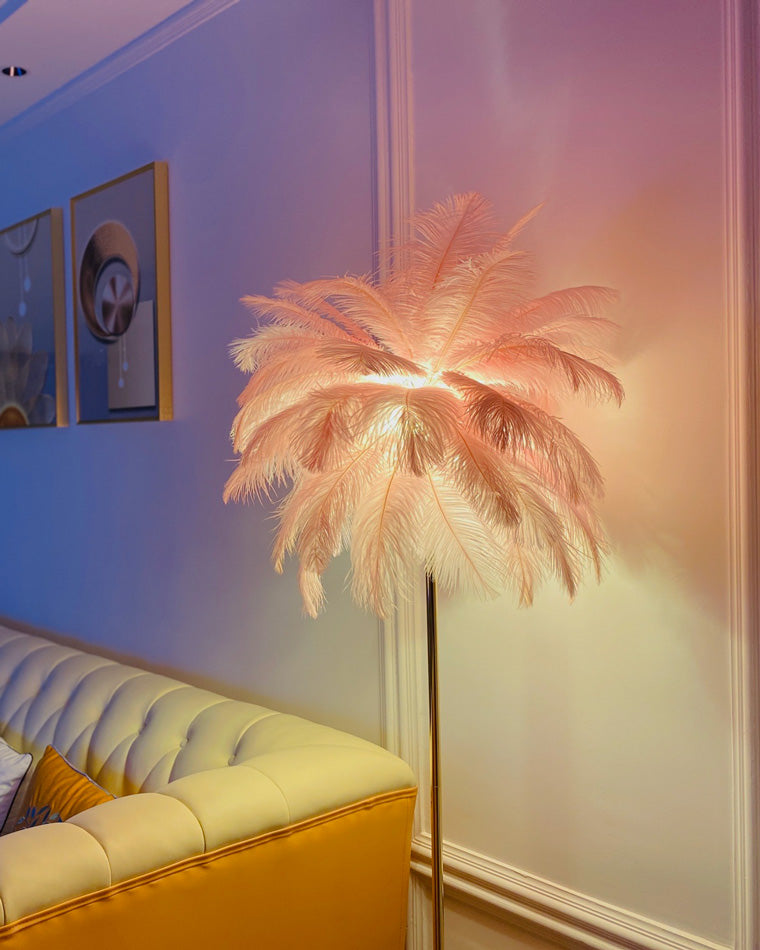 WOMO Feather Palm Tree Floor Lamp with Tray-WM7052