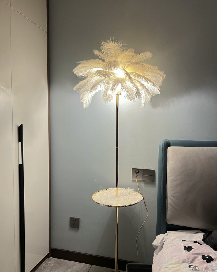 WOMO Feather Palm Tree Floor Lamp with Tray-WM7052