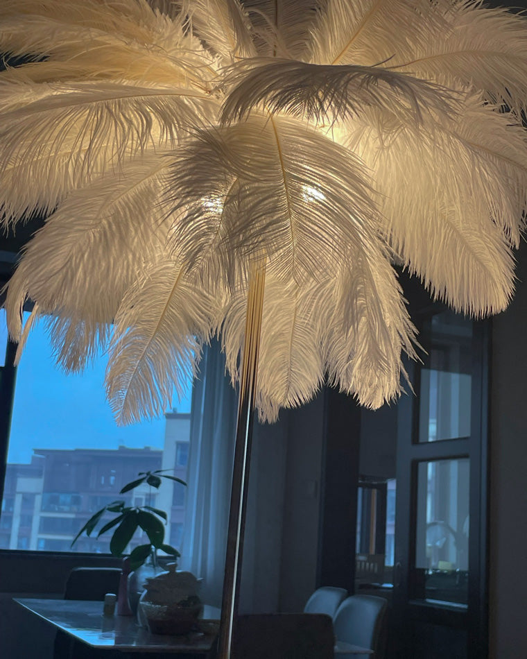 WOMO Feather Palm Tree Floor Lamp with Tray-WM7052