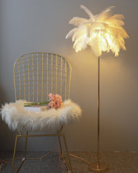 WOMO Feather Palm Tree Floor Lamp with Tray-WM7052