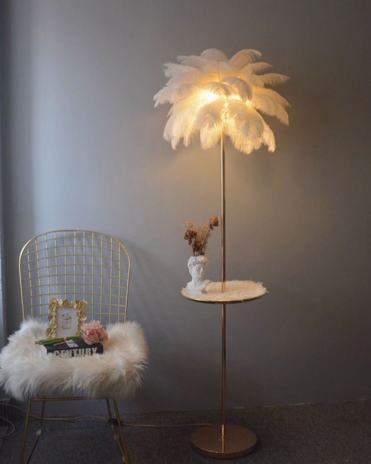 WOMO Feather Palm Tree Floor Lamp with Tray-WM7052