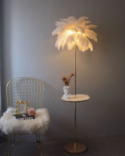 WOMO Feather Palm Tree Floor Lamp with Tray-WM7052