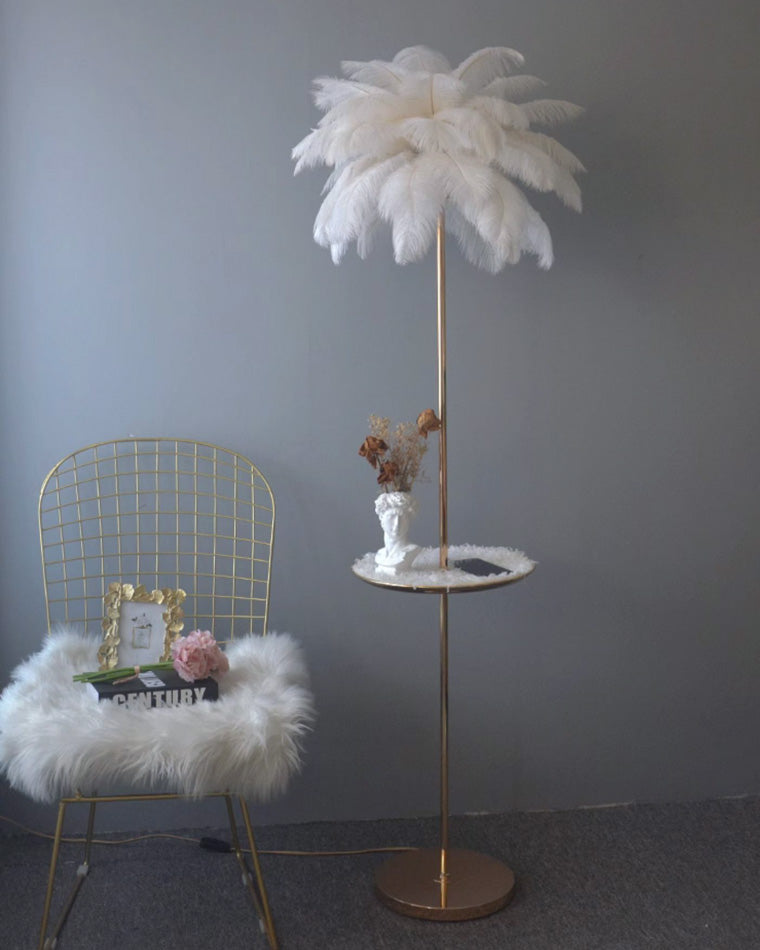 WOMO Feather Palm Tree Floor Lamp with Tray-WM7052