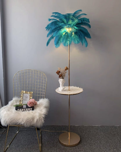 WOMO Feather Palm Tree Floor Lamp with Tray-WM7052