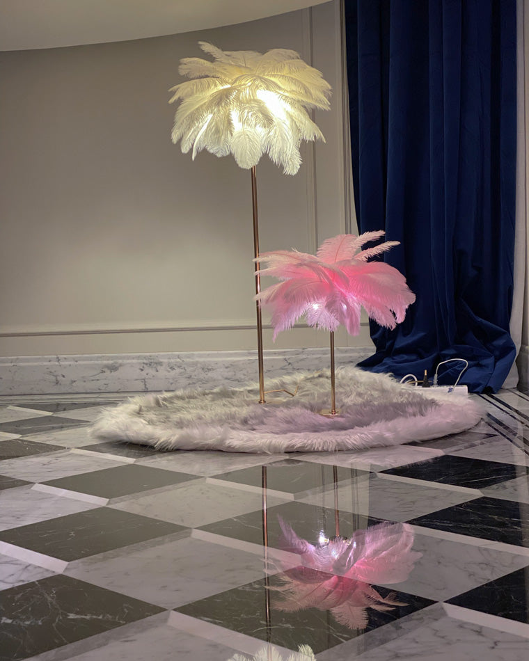 WOMO Feather Palm Tree Floor Lamp with Tray-WM7052