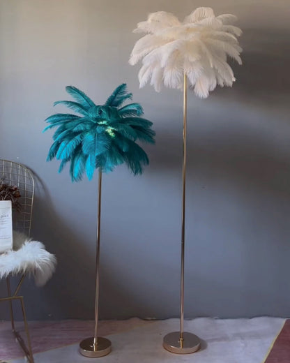 WOMO Feather Palm Tree Floor Lamp with Tray-WM7052