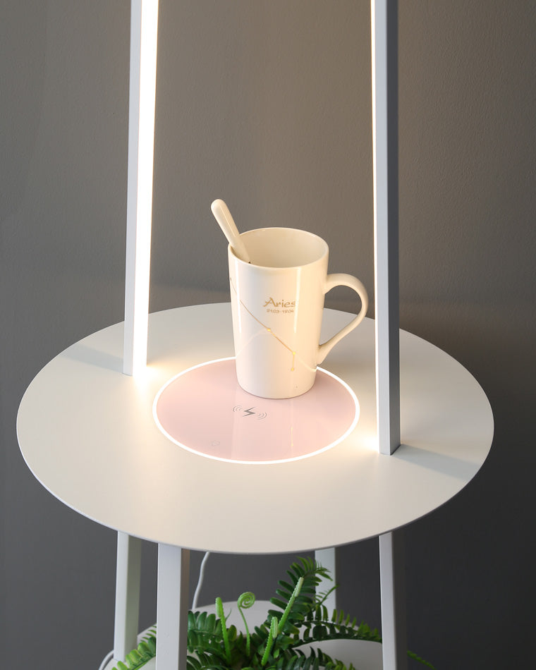 WOMO Dimmable Floor Lamp with Charging Table-WM7054