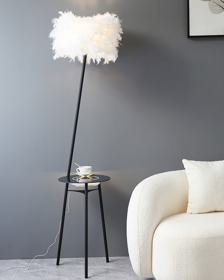 WOMO Dimmable Feather Tripod Floor Lamp with Tray-WM7058