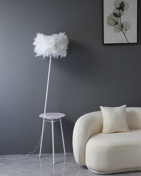 WOMO Dimmable Feather Tripod Floor Lamp with Tray-WM7058