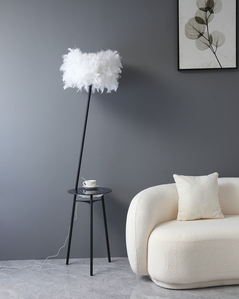 WOMO Dimmable Feather Tripod Floor Lamp with Tray-WM7058