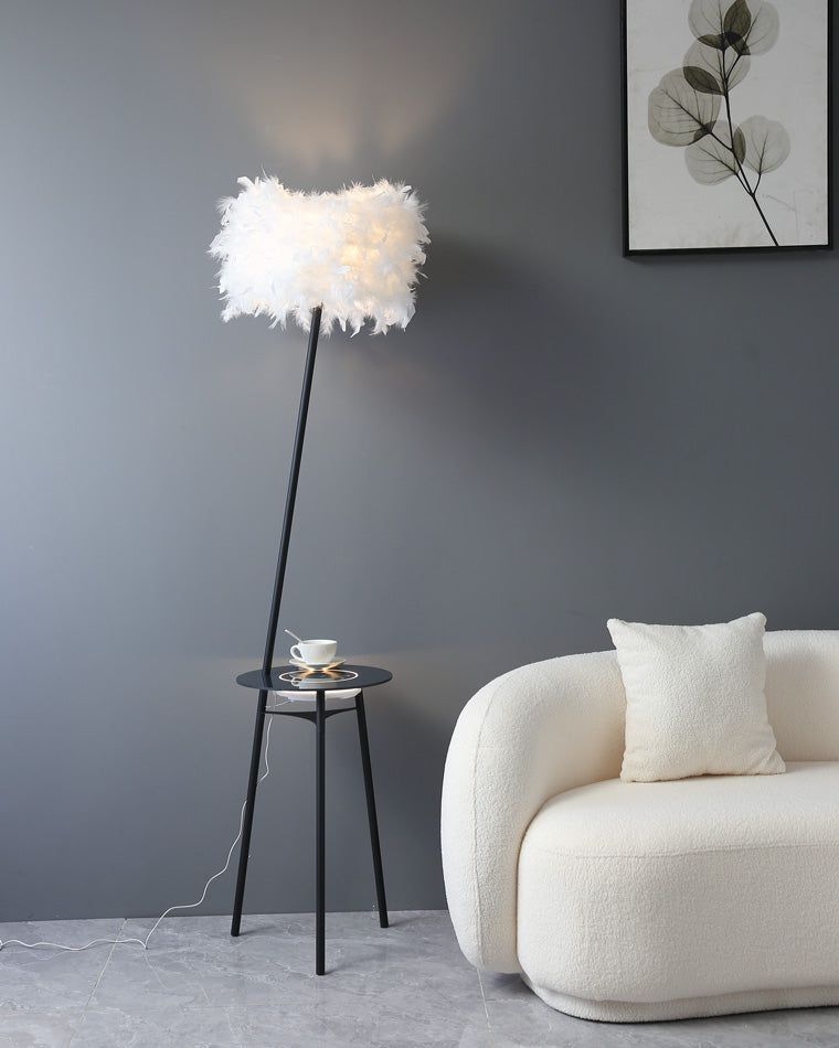 WOMO Dimmable Feather Tripod Floor Lamp with Tray-WM7058