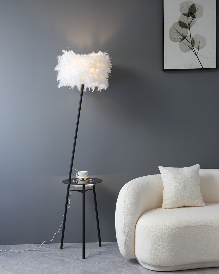 WOMO Dimmable Feather Tripod Floor Lamp with Tray-WM7058