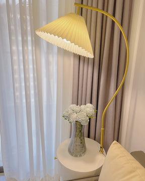 WOMO Pleated Gooseneck Tripod Floor Lamp with Table-WM7069