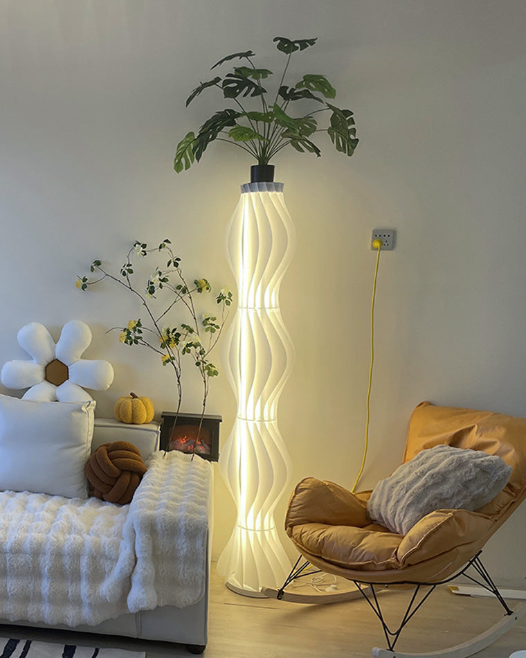 WOMO Wavy Column Floor Lamp with Hue Dimmer-WM7074