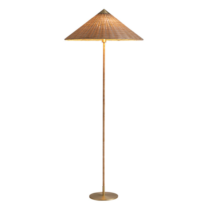 WOMO Rattan Fabric Cone Floor Lamp-WM7095