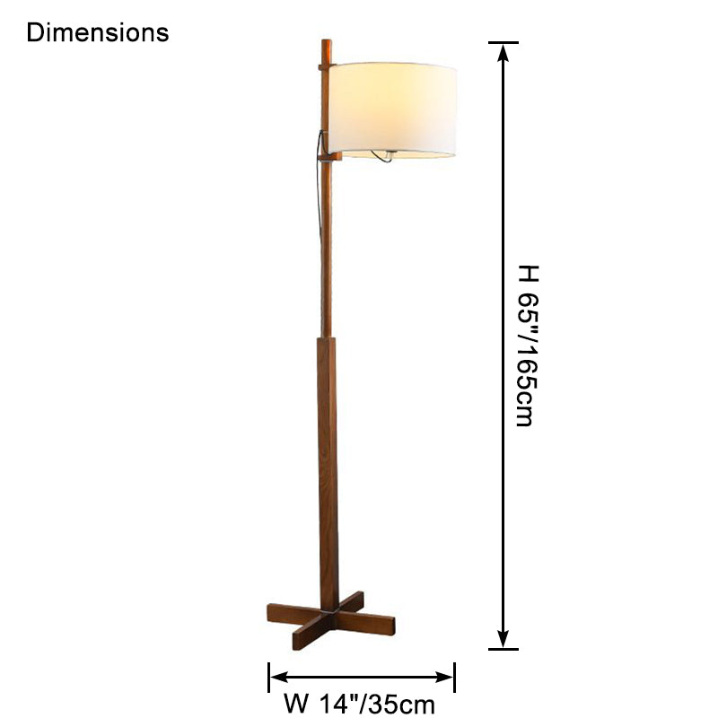 WOMO Wood Fabric Shaded Floor Lamp-WM7101