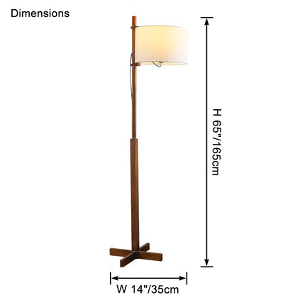 WOMO Wood Fabric Shaded Floor Lamp-WM7101