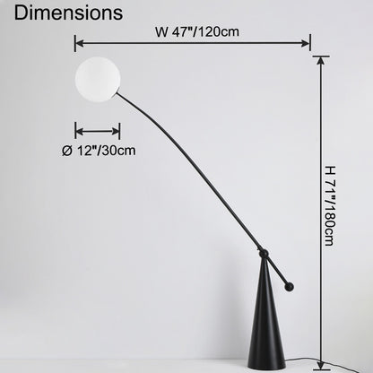 WOMO Glass Globe Cantilever Floor Lamp-WM7129