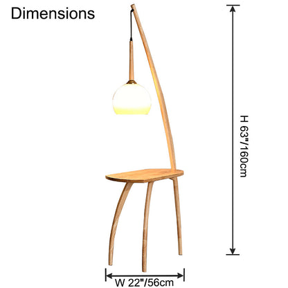 WOMO Hanging Wood Floor Lamp with Table-WM7130