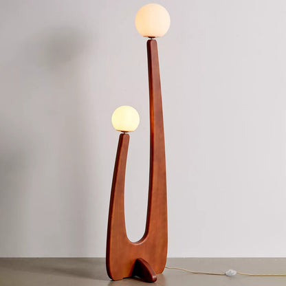 WOMO Globe Wood Sculptural Floor Lamp-WM7131