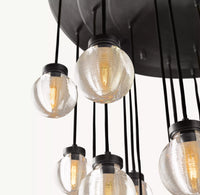 WOMO Ribbed Glass Globe Round Pendant Chandelier - Pearl