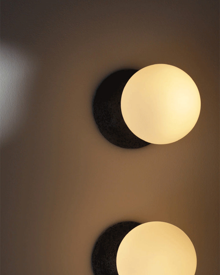 WOMO White & Black Glass Globe Wall Sconce-WM6103