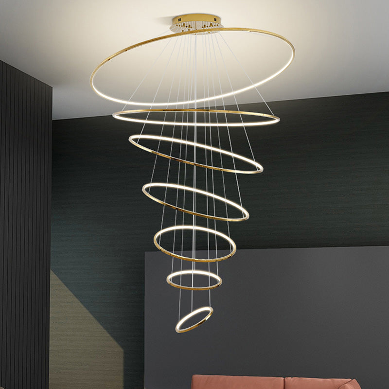 WOMO Large Tiered Ring LED Foyer Chandelier-WM2160