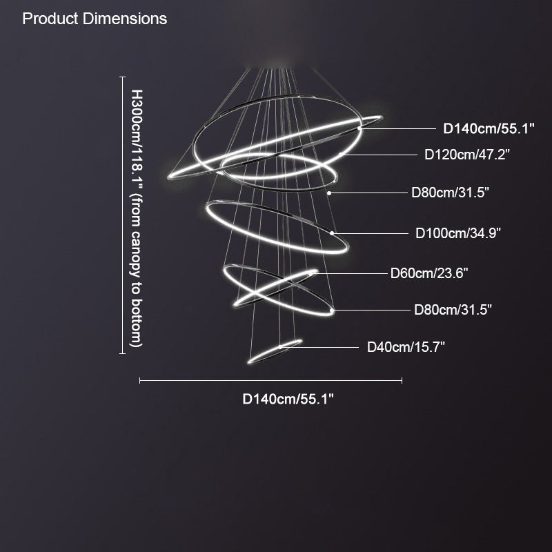 WOMO Large Tiered Ring LED Foyer Chandelier-WM2160