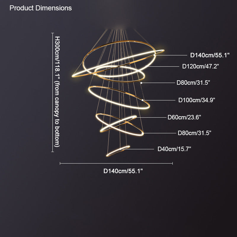 WOMO Large Tiered Ring LED Foyer Chandelier-WM2160