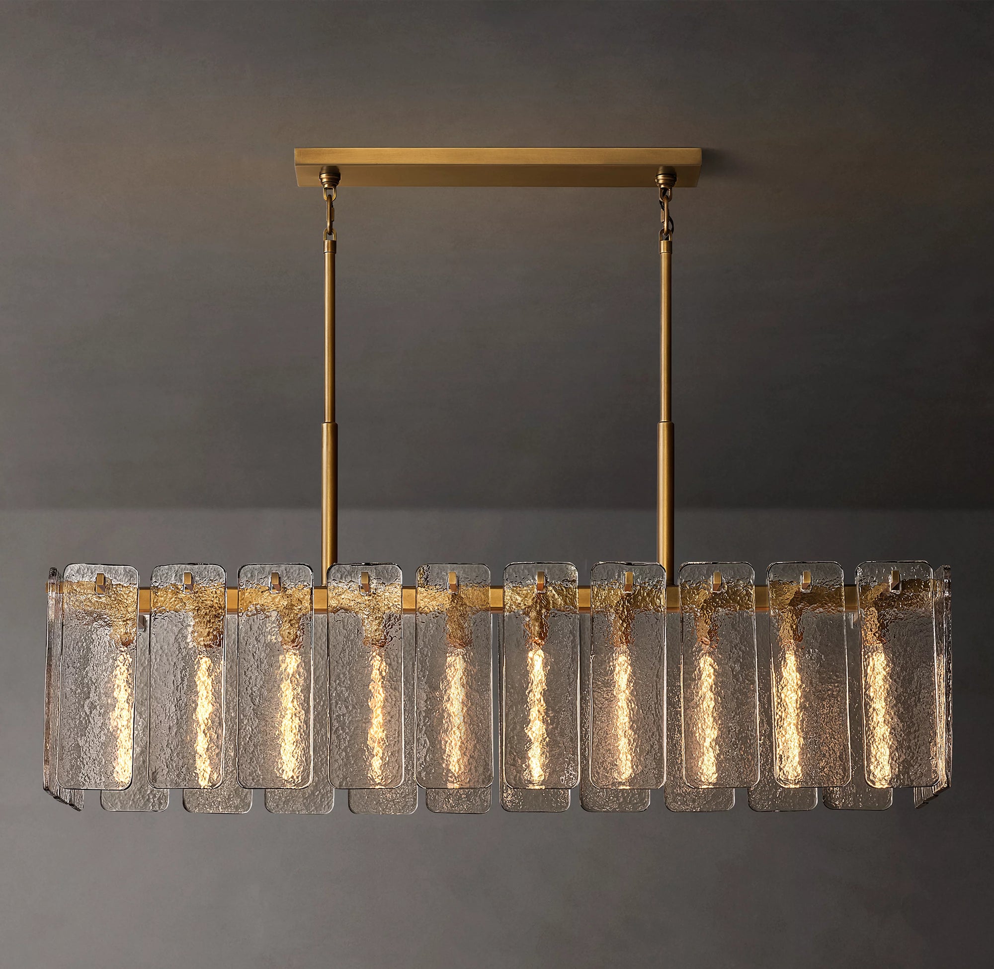 WOMO Textured Glass Rectangular Chandelier - Calamette