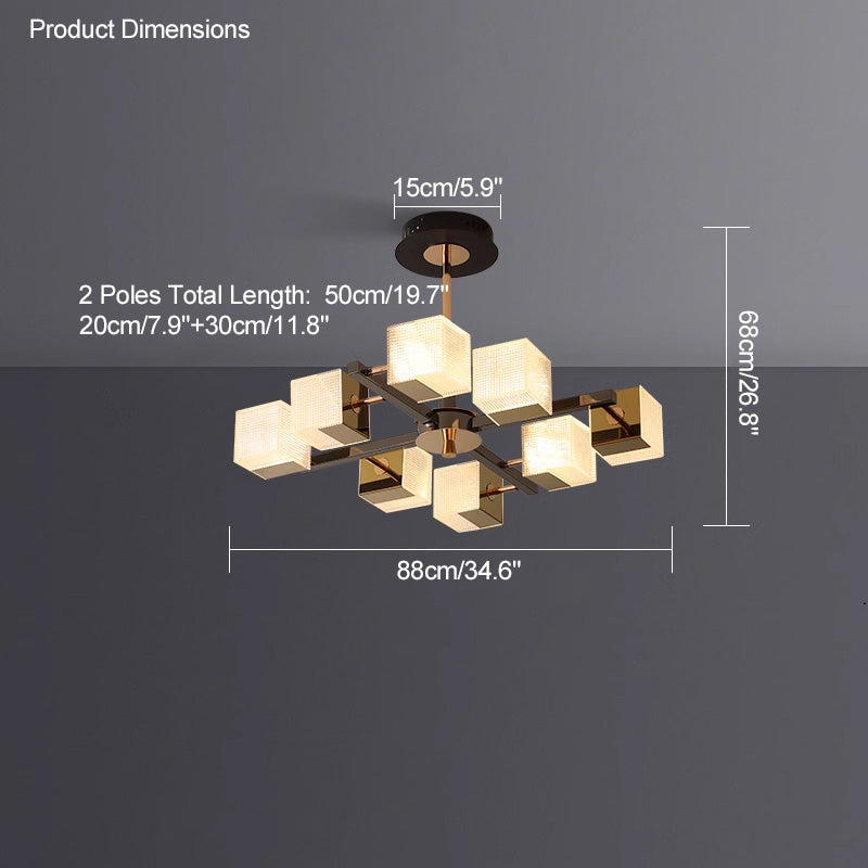 WOMO Prismatic Cube Gold Chandelier-WM2211