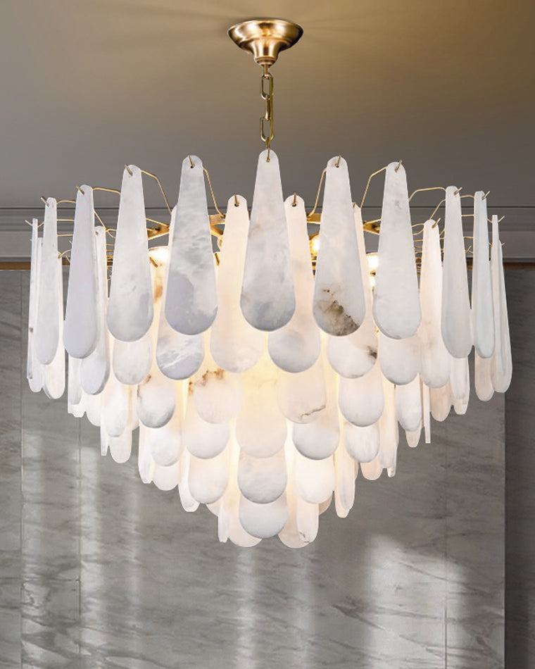 WOMO Tiered Raindrop Alabaster Chandelier-WM2395