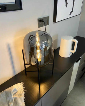 WOMO Smoked Glass Lantern Table Lamp-WM8012